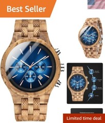 Luxury Unisex Wooden Chronograph Watch with Calendar – Gifts for All Occasions