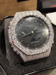 Casio G Shock GA-2100 Watch with Moissanite Bezel Iced Diamond Men’s