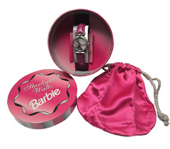 VTG 1995 Relic Barbie Watch Starlight Waltz Pink Leather NOS Unworn Film On Back