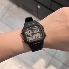 Casio AE-1200WH-1AVDF World Time Digital Watch 100M 10-Year Battery Black