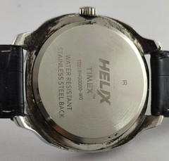 Casual Timex Quartz Silver Dial D/D Working Men Wristwatch Black Leather Band