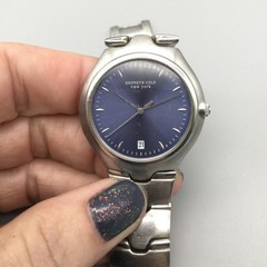 Kenneth Cole New York Watch Mens 35mm Blue Dial KC3193 New Battery 7.5″