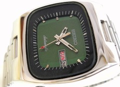 Vintage Seiko Automatic Japan Men’s Watch – Aftermarket Green TV Shape Day Date