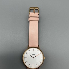 Cluse Womens Watch 38mm Rose Gold Tone White Dial Pink Leather New Battery