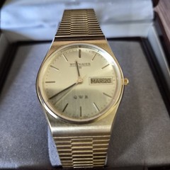 Vintage Wittnauer QWR Mens Watch Gold Tone NOS Presentation W/ Box Needs Battery
