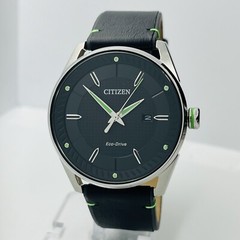 Citizen CTO Men’s Eco-Drive Black/Green Steel 42mm Leather Watch BM6980-08E