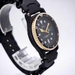 Alba Diver Watch Mens Automatic Rubber Strap Black Gold 36mm wrist 22cm