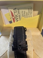 Invicta Square Chronograph Black Calf Leather Strap Speedway 5191