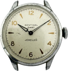 Vintage Ingraham Sentinel Dart Jeweled Men’s Wristwatch USA Chrome Plated