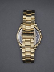 VTG Accutime 47mm All SS Gold Tone Japan Quartz Watch Rotating Bezel New Battery