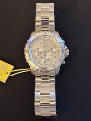 LNIB Invicta Specialty Collection Watch Model #6620 45mm Silver Toned Black Dial