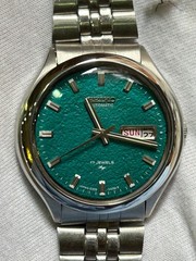 Vintage 1970s Seiko 6309 turquoise green Textured automatic watch – day/date,JDM