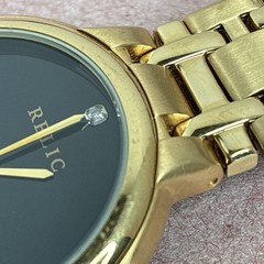 Relic Folio Quartz Watch ZR77018 Men 30m Gold Black Analog Needs Battery