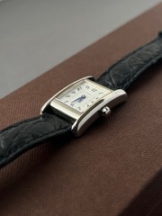 Coach Tank Watch Women’s Swiss Made Rectangle Silver Dial Black Leather W002B