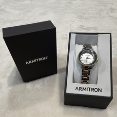 Armitron Women’s Dress Analog Quartz Watch Silver Dial Two-Tone Bracelet Box