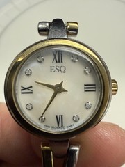 Movado ESQ Vintage MOP Dial Two-Tone Ladies Watch Running with New Battery