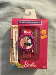 Pink Barbie & Unicorn Watch With Flashing LCD Lights Red, Blue, Green By Mattel