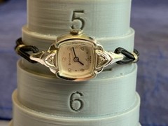 Vtg Bulova Wristwatch Swiss Made 6″ Band Clear Stones Fold Over Clasp *RUNS*