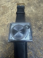 Flud Dj Turntable Watch Silver And Black New Leather Band