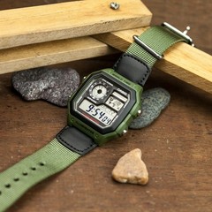 CASIO AE-1200WHB-3BV World Time Digital Nylon Belt Watch