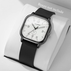 Square Quartz Watch Silicone Strap Casual Sports Men Women