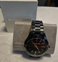 Michael Kors Slim Runway Men’s Black Stainless Quartz Date Watch 42mm 50m