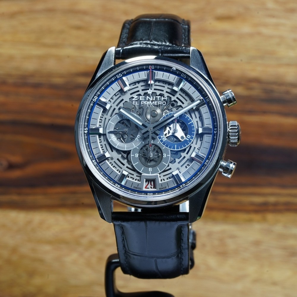 Zenith Chronomaster El Primero Skeleton Dial Black Leather Strap 03.2081.400