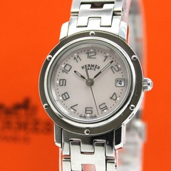 HERMES Clipper CL4.210 24mm Pink Dial Quartz Stainless Steel Women’s Watch Y045