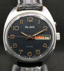 Classic Men’s Vintage Watch SLAVA USSR Mechanical SERVICED Retro Soviet day/date