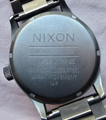 Nixon The Sentry SS Men’s Watch Matte Black Gunmetal Day/Date Red Accents Good