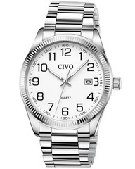 Stylish Silver Analog Watch for Men – Stainless Steel Dress Wrist Watch with Dat