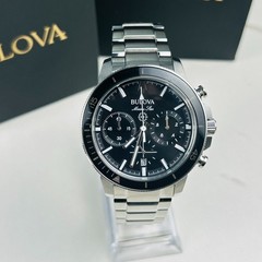 Bulova 96B272 Marine Star Black Dial Men’s Chronograph Quartz Watch Stainless