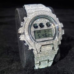 18K Gold IPS Plated LED Digital Hip Hop Bling Ice out Mens Watch Iced Cz Diamond
