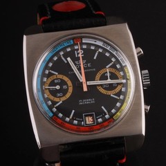 Royce Rainbow Watch with Chronograph / Date. 1970s. Stainless Steel. RARE!