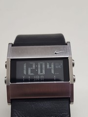 Nike Oregon Series Mens Stainless Black Leather Steel Digital Chrono Watch