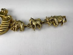 Accutime Noah’s Ark Bracelet Watch Gold Tone Animals