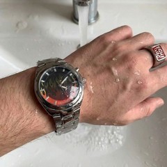 [US STOCK] Retro Red Flame Dial Watch Vintage Y2K Style Mens Quartz Wristwatch