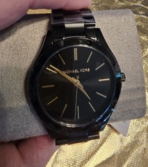 Michael Kors Slim Runway Men’s Black Stainless Quartz Date Watch 42mm 50m