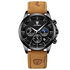 POEDAGAR Luxury Analog Men’s Watch Waterproof Luminous Leather Quartz/Wristwatch