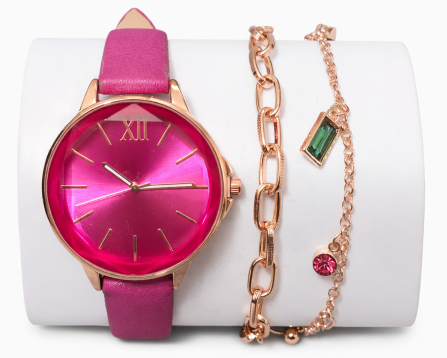 I.N.C.International Concepts Women’s Pink Dial Watch & Bracelet Set New-Open Box