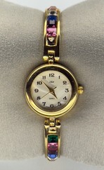 Women’s Collezio Quartz Wristwatch Gold Tone Bracelet Analog Linked Rhinestone