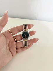 Movado Museum Women’s Quartz Two-Tone Stainless Bracelet Black Dial Vintage