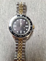 Japan Movt Quartz Watch Men 46mm Silver Black Fixed Bezel Analog New Battery 8″