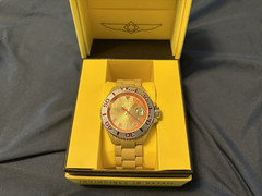 Invicta Grand Diver Maya Men’s Quartz Diver Watch Orange/Gold Dial Date w/ Box