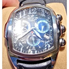 Invicta Lupah 2094 Mens Swiss Chronograph Watch Black Leather Dragon Case Back