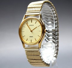1994 [MINT] Seiko Dolce 8N41-6060 32mm Champagne Gold Round Bangle Mens Qz Watch