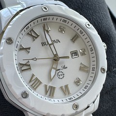 Bulova Women’s Marine Star Marc Anthony Quartz Ceramic White Watch 36MM 98P222