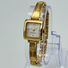 Women’s Vintage 1997 TIMEX Essentials Gold Tone Square Dial Bracelet Watch, Runs