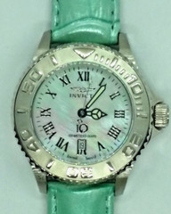 Vntg Invicta 4396, Wildflower, 10 yr bat & new, 34 mm MOP Dial, NW Leather Strap
