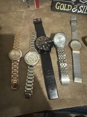 Lot of 5 Men’s & Women’s Fashion Wristwatches Gold Silver Black Mix Group